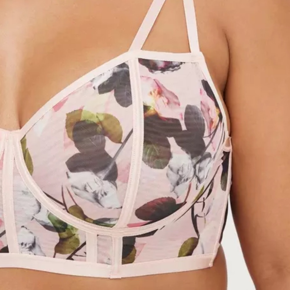 Torrid Dreamweave Rose Floral Print Mesh Underwire Bra - Pink and Multi - Picture 4 of 5
